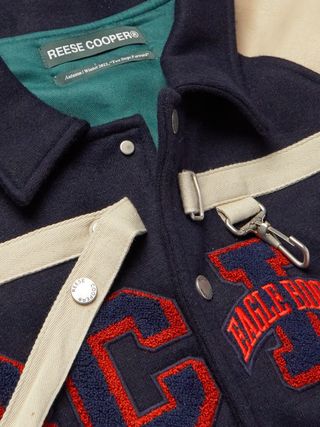 Reese Cooper Two Steps Forward Appliquéd Wool-Blend Felt and Leather Varsity Jacket — view 5