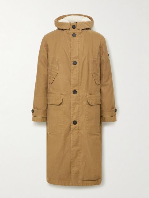 Yves Salomon Cotton-Twill Parka with Detachable Shearling and Shell Hooded Down Liner