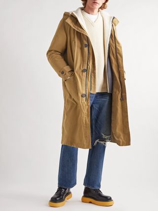 Yves Salomon Cotton-Twill Parka with Detachable Shearling and Shell Hooded Down Liner — view 2