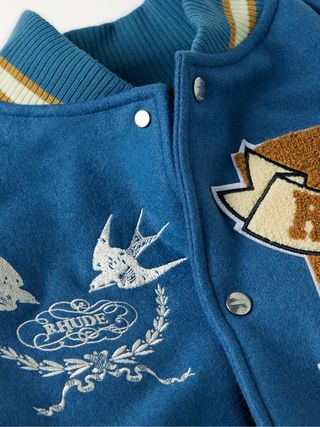 Rhude Embellished Leather-Trimmed Wool-Blend Felt Varsity Jacket — view 5