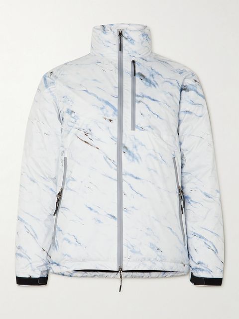 NANGA Aurora Logo-Print Padded Marble-Effect Shell Down Jacket