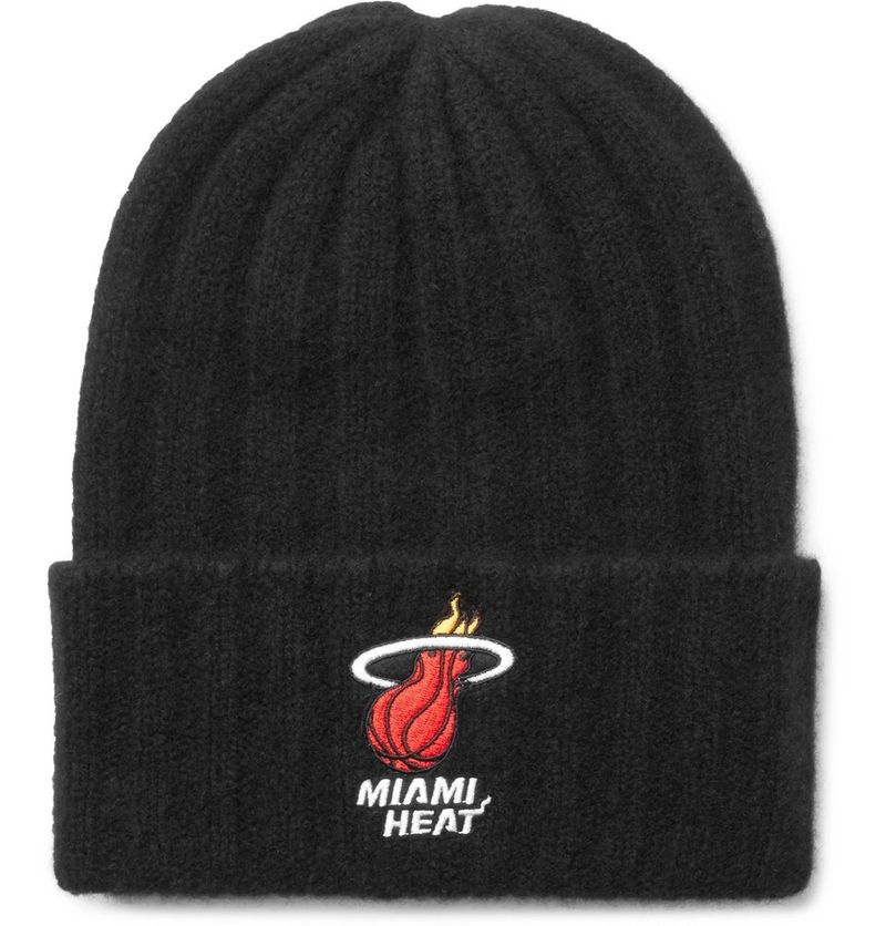 The Elder Statesman × NBA Miami Heat Appliquéd Ribbed Cashmere Beanie — view 1