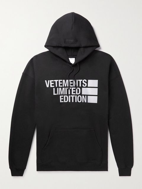 Vetements Logo-Print Cotton-Blend Jersey Hoodie