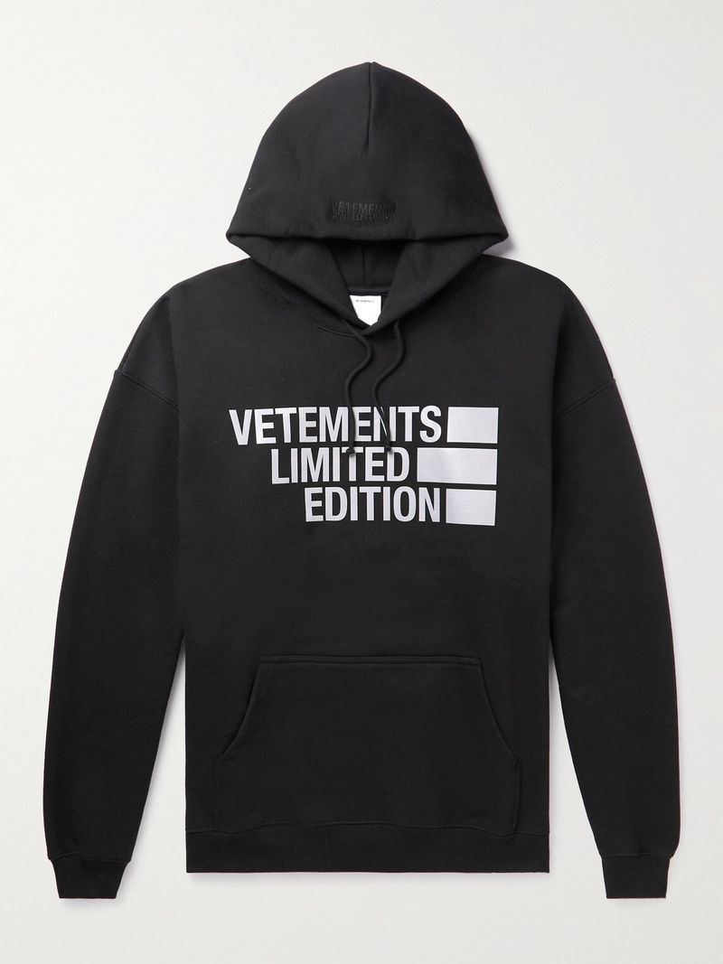Vetements Logo-Print Cotton-Blend Jersey Hoodie — view 1