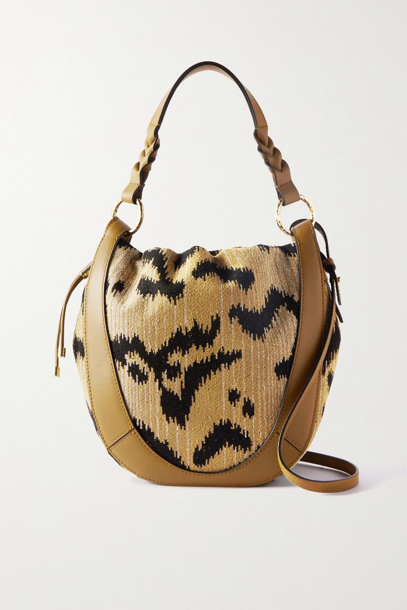 Ulla Johnson Hilma Leather-Trimmed Canvas Shoulder Bag — view 1
