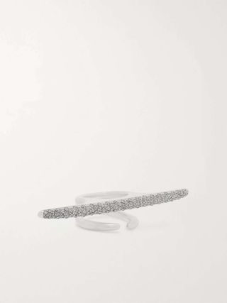 Ambush Liquid Metal Sterling Silver Swarovski Crystal Bar Multifinger Ring Japan — view 2