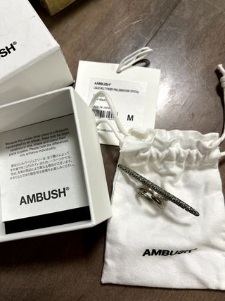 Ambush Liquid Metal Sterling Silver Swarovski Crystal Bar Multifinger Ring Japan — view 5