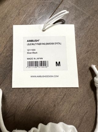 Ambush Liquid Metal Sterling Silver Swarovski Crystal Bar Multifinger Ring Japan — view 7