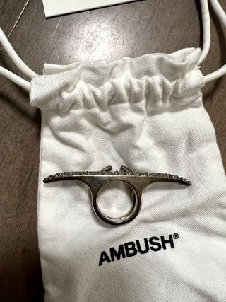 Ambush Liquid Metal Sterling Silver Swarovski Crystal Bar Multifinger Ring Japan — view 9