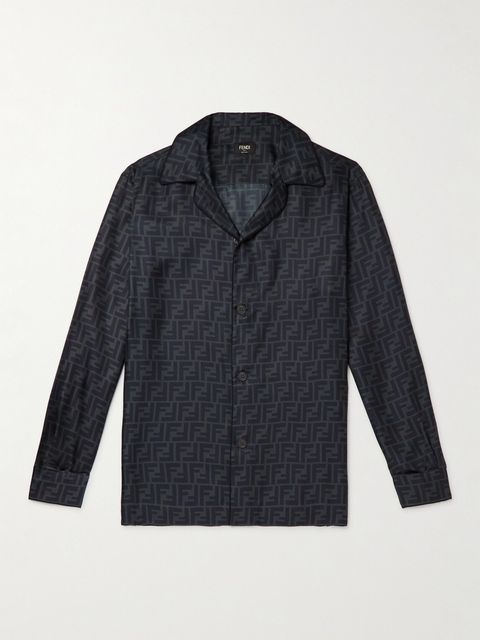 Fendi Logo-Print Silk-Satin Shirt