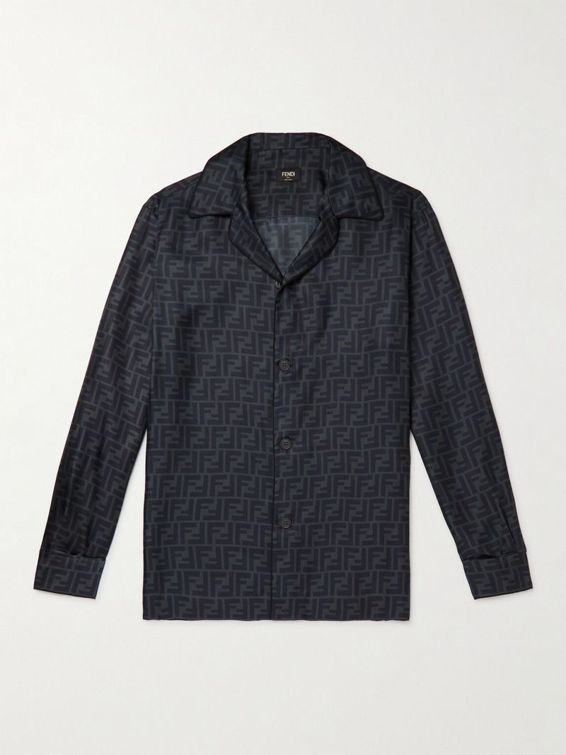 Fendi Logo-Print Silk-Satin Shirt — view 1