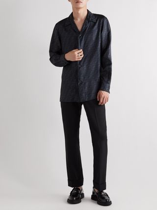 Fendi Logo-Print Silk-Satin Shirt — view 2
