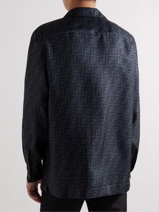 Fendi Logo-Print Silk-Satin Shirt — view 4
