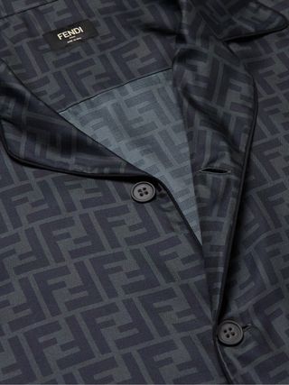 Fendi Logo-Print Silk-Satin Shirt — view 5