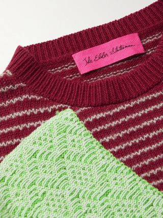 The Elder Statesman Moyen Patchwork Mercerised Wool and Cashmere-Blend Sweater — view 5