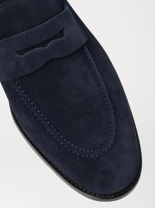 Manolo Blahnik George Suede Penny Loafers — view 6