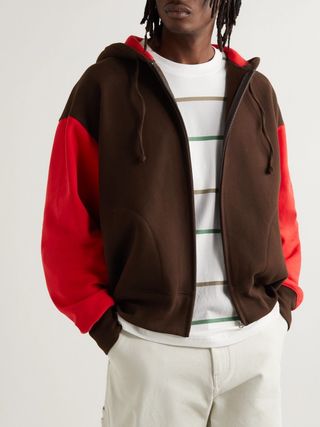 Acne Studios Logo-Embroidered Colour-Block Cotton-Jersey Zip-Up Hoodie — view 2