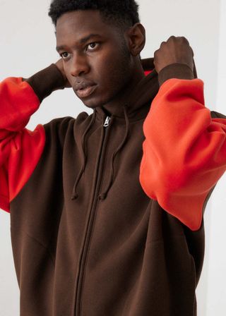 Acne Studios Logo-Embroidered Colour-Block Cotton-Jersey Zip-Up Hoodie — view 4
