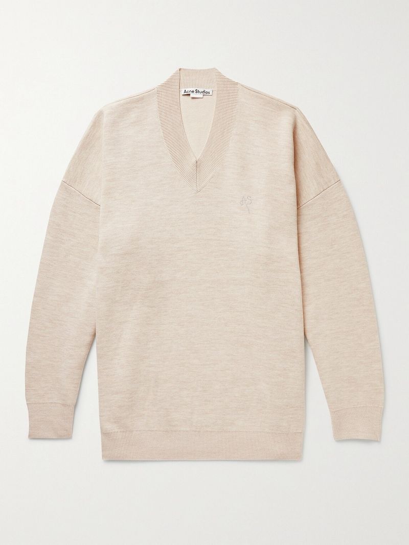 Acne Studios Logo-Embroidered Wool-Blend Sweater — view 1