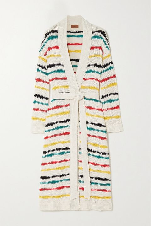 Alanui Island Waves Striped Cotton-Blend Cardigan