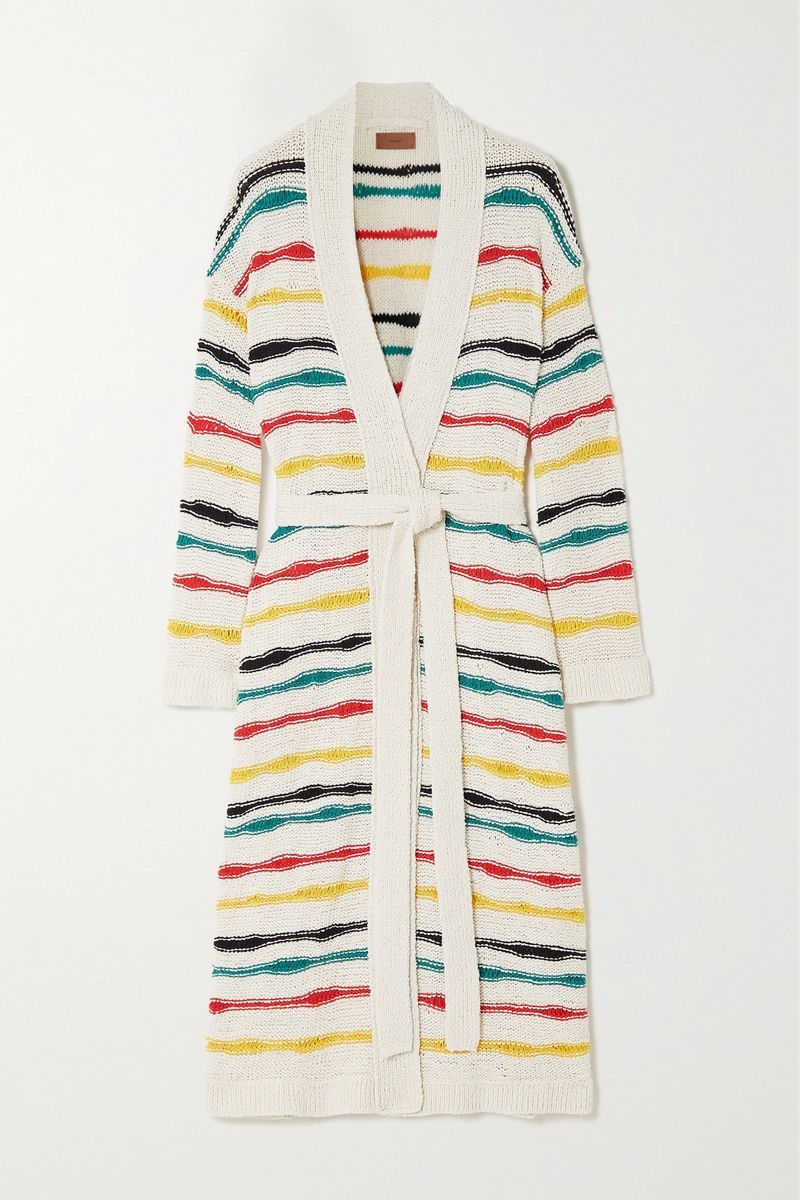 Alanui Island Waves Striped Cotton-Blend Cardigan — view 1
