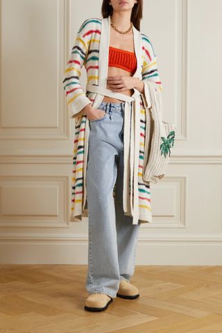 Alanui Island Waves Striped Cotton-Blend Cardigan — view 2