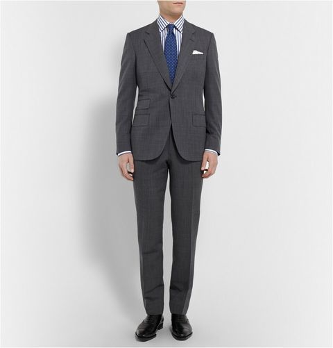 Kingsman Grey Slim-Fit Single-Breasted Nailhead-Wool Suit