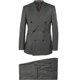 Kingsman Grey Double-Breasted Shadow Checked Super 150 Wool Suit — view 2