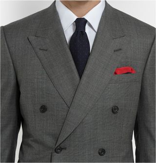 Kingsman Grey Double-Breasted Shadow Checked Super 150 Wool Suit — view 9