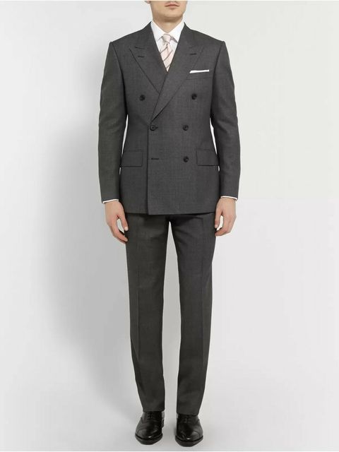 Kingsman Grey Double-Breasted Birdseye Wool Suit
