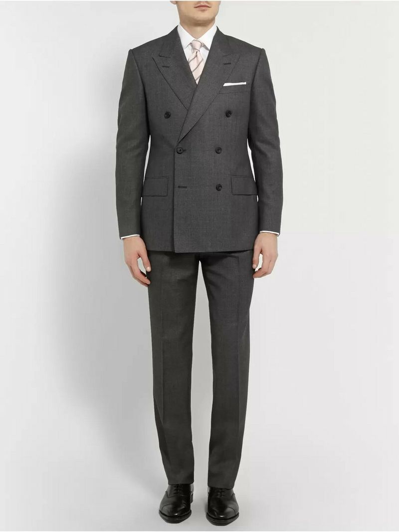Kingsman Grey Double-Breasted Birdseye Wool Suit — view 1
