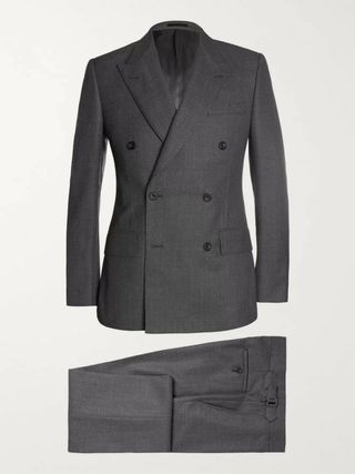 Kingsman Grey Double-Breasted Birdseye Wool Suit — view 2