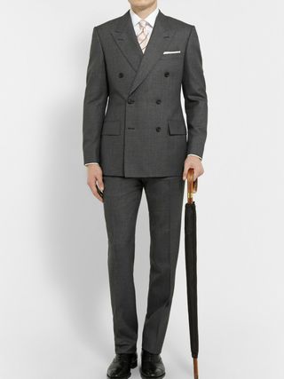 Kingsman Grey Double-Breasted Birdseye Wool Suit — view 3