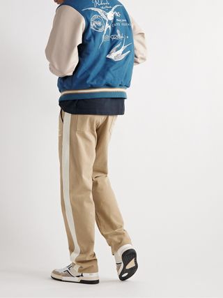 Rhude Embellished Leather-Trimmed Wool-Blend Felt Varsity Jacket — view 2