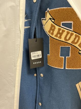 Rhude Embellished Leather-Trimmed Wool-Blend Felt Varsity Jacket — view 6