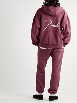 Rhude Logo-Embroidered Cotton-Jersey Zip-Up Hoodie — view 2