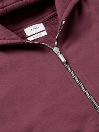 Rhude Logo-Embroidered Cotton-Jersey Zip-Up Hoodie — view 5