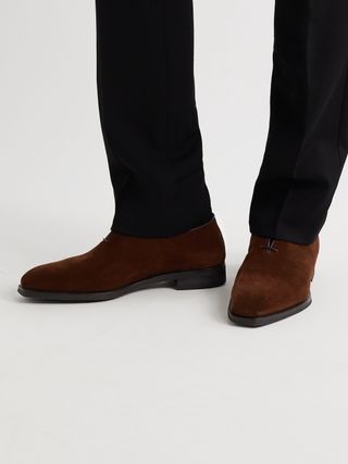 Berluti Alessandro Infini Leather-Trimmed Suede Oxford Shoes — view 3