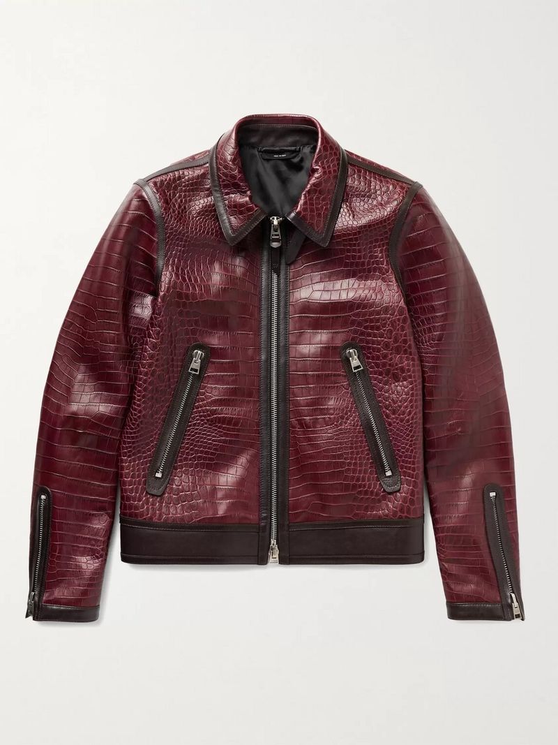 Tom Ford Croc-Effect Leather Jacket — view 1
