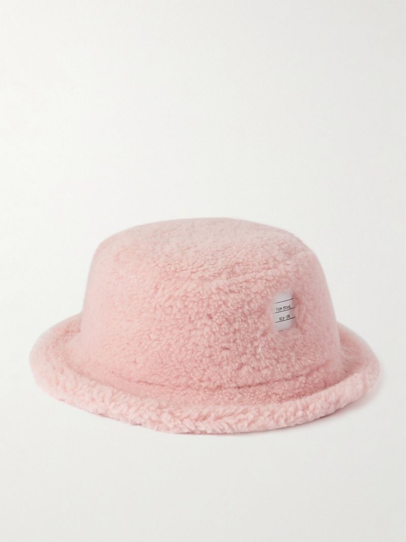 Thom Browne Logo-Appliquéd Shearling Bucket Hat — view 1