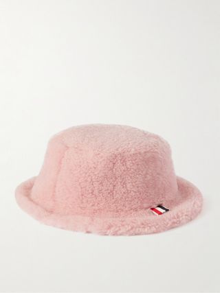 Thom Browne Logo-Appliquéd Shearling Bucket Hat — view 3