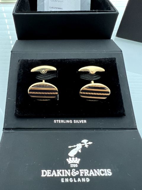 Deakin & Francis 18K Rose Gold Oval Engine Turned Cufflinks