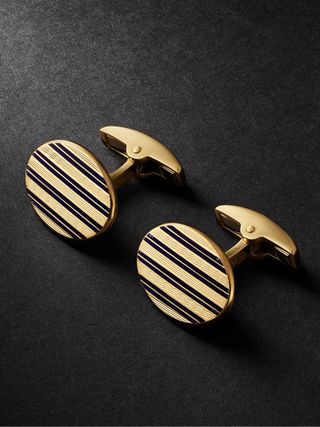 Deakin & Francis 18K Rose Gold Oval Engine Turned Cufflinks — view 3