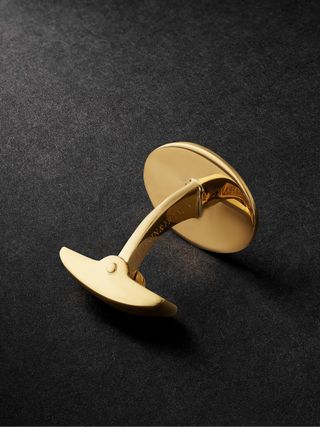 Deakin & Francis 18K Rose Gold Oval Engine Turned Cufflinks — view 4
