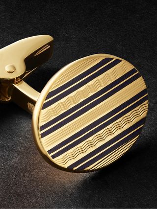 Deakin & Francis 18K Rose Gold Oval Engine Turned Cufflinks — view 5