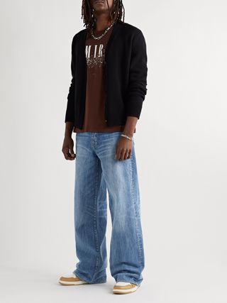 Amiri Wide Leg Denim Jeans Blue 30 Baggy Italian New with Tags — view 2