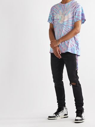 Amiri Half Track Skinny-Fit Panelled Distressed Stretch-Denim Jeans — view 2