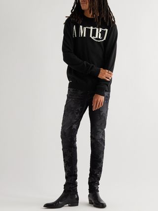 Amiri Jacquard Logo Cashmere Crewneck Jumper Sweater Black Large — view 2