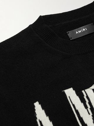 Amiri Jacquard Logo Cashmere Crewneck Jumper Sweater Black Large — view 5