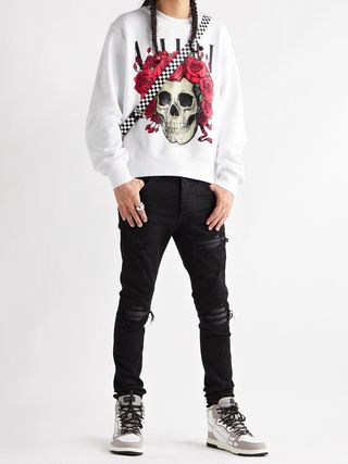 Amiri Grateful Dead Skull Printed Loopback Cotton-Jersey Sweatshirt Small White — view 2